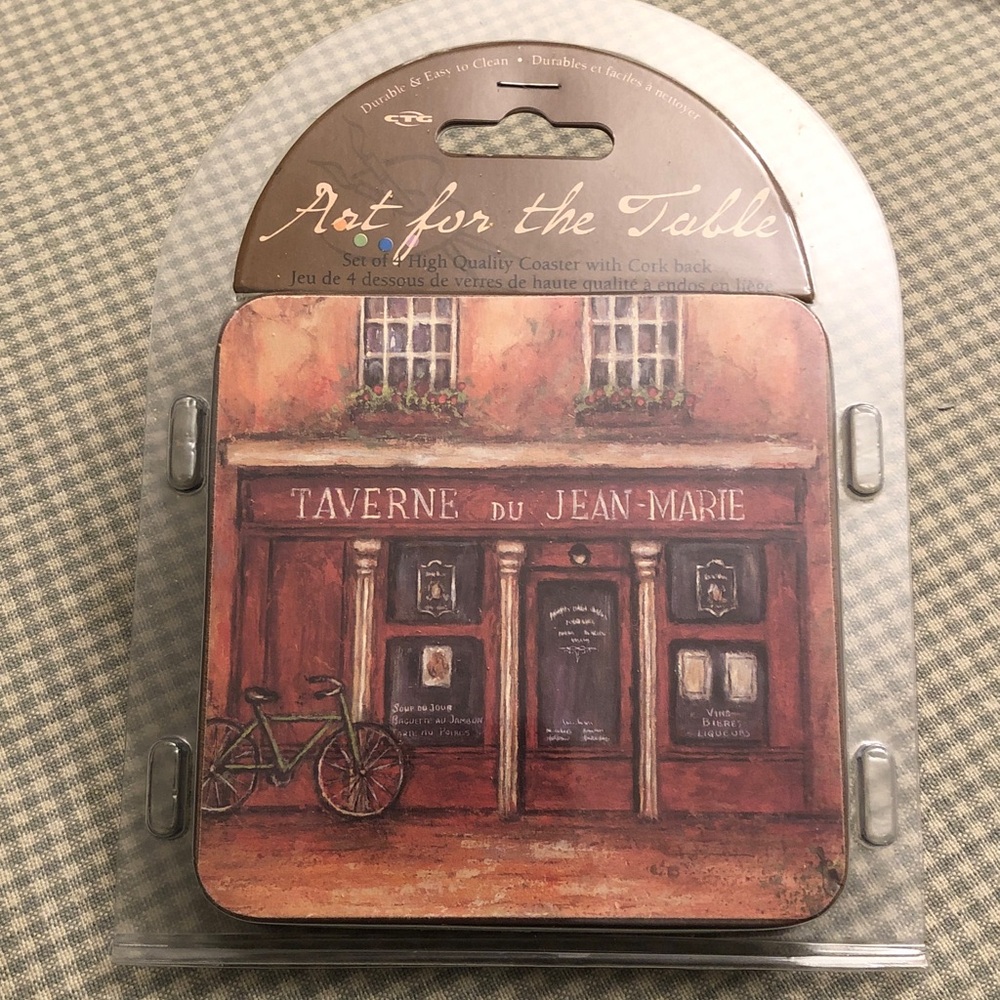 NWOT Sealed Set of 4 “Art for the Table” TAVERNE Cork Backed Paris Scene #1288